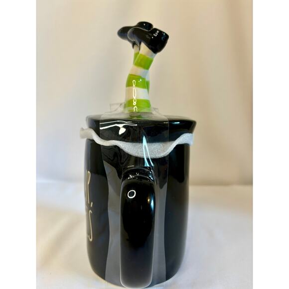Rae Dunn Mug DRINK UP WITCHES With Witch Legs Topper Black/Green Cup Halloween - Picture 3 of 6